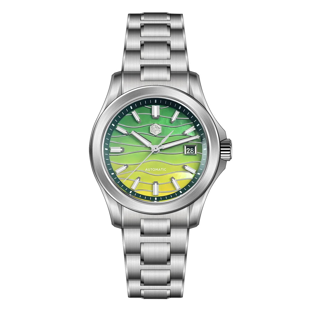 San Martin Official 39mm Guilloche MOP Dial Gada Watch Miyota 9015 Luxury Men's Automatic Mechanical Watches 10 ATM reloj SN0150