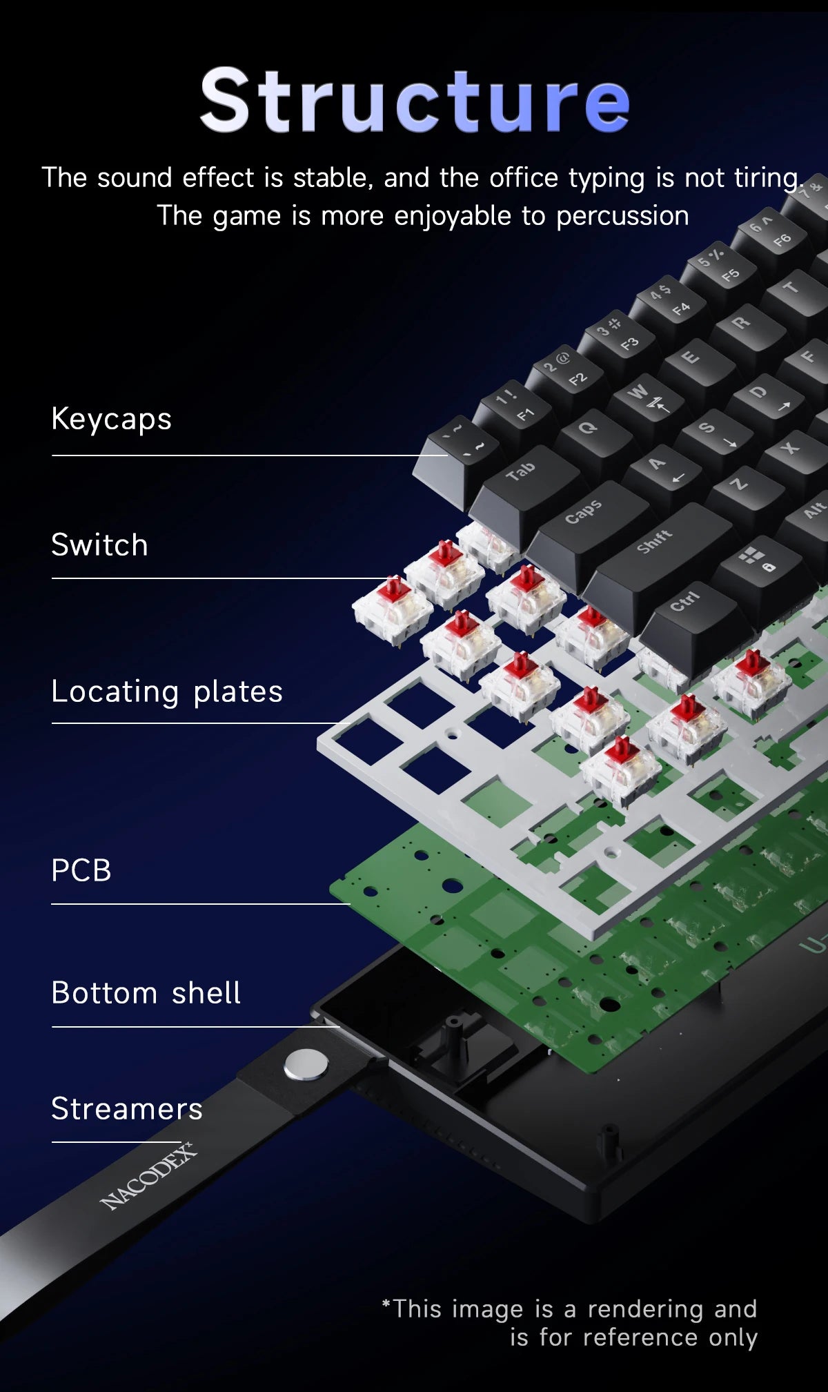 Teclado mecânico gaming com fios AJAZZ NK61 60% RGB hot-swappable, 61 teclas, switch vermelho, mini teclado para PC gamer