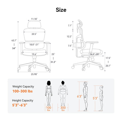 NEWTRAL NT001 Ergonomic Office Chair with Auto-Following Lumbar Support, 3 Recline Angles, Adjustable Backrest Armrest Headrest