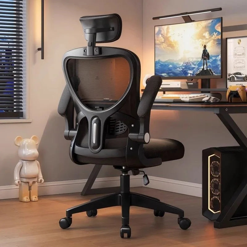 Chaise de jeu ergonomique pour ordinateur, avec dossier réglable en hauteur, assise confortable pour longues périodes, idéale pour la chambre et le bureau.