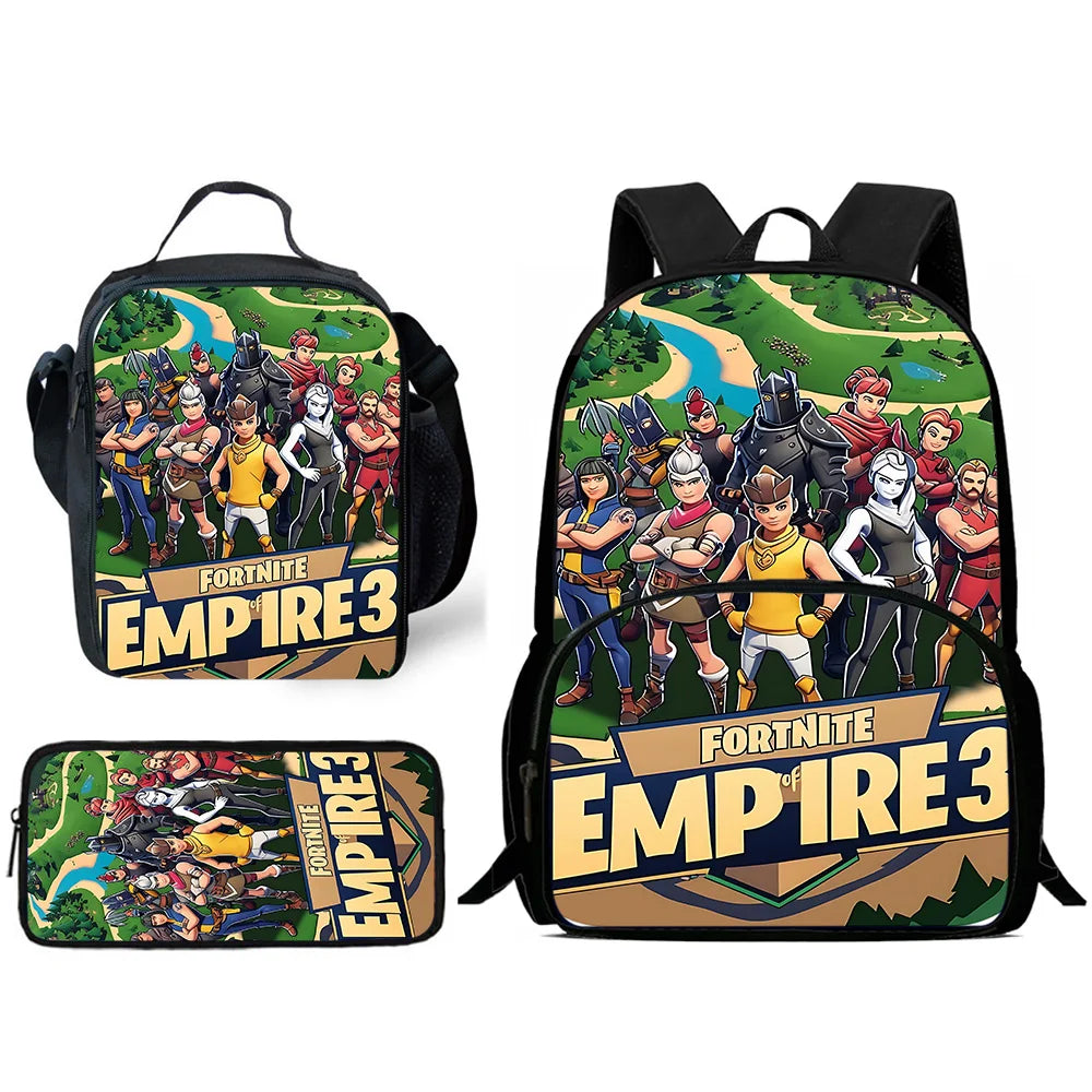 Set scuola classico FortniteS per bambini: zaino, borsa pranzo e astuccio, borse scolastiche capienti per bambino e bambina, idea regalo perfetta