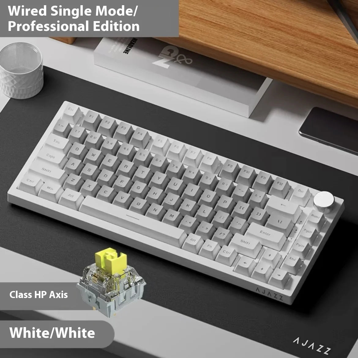Ajazz AK820/AK820Pro Gaming Mechanical Keyboard Bluetooth 2.4G wireless/wired with hot-swappable volume buttons