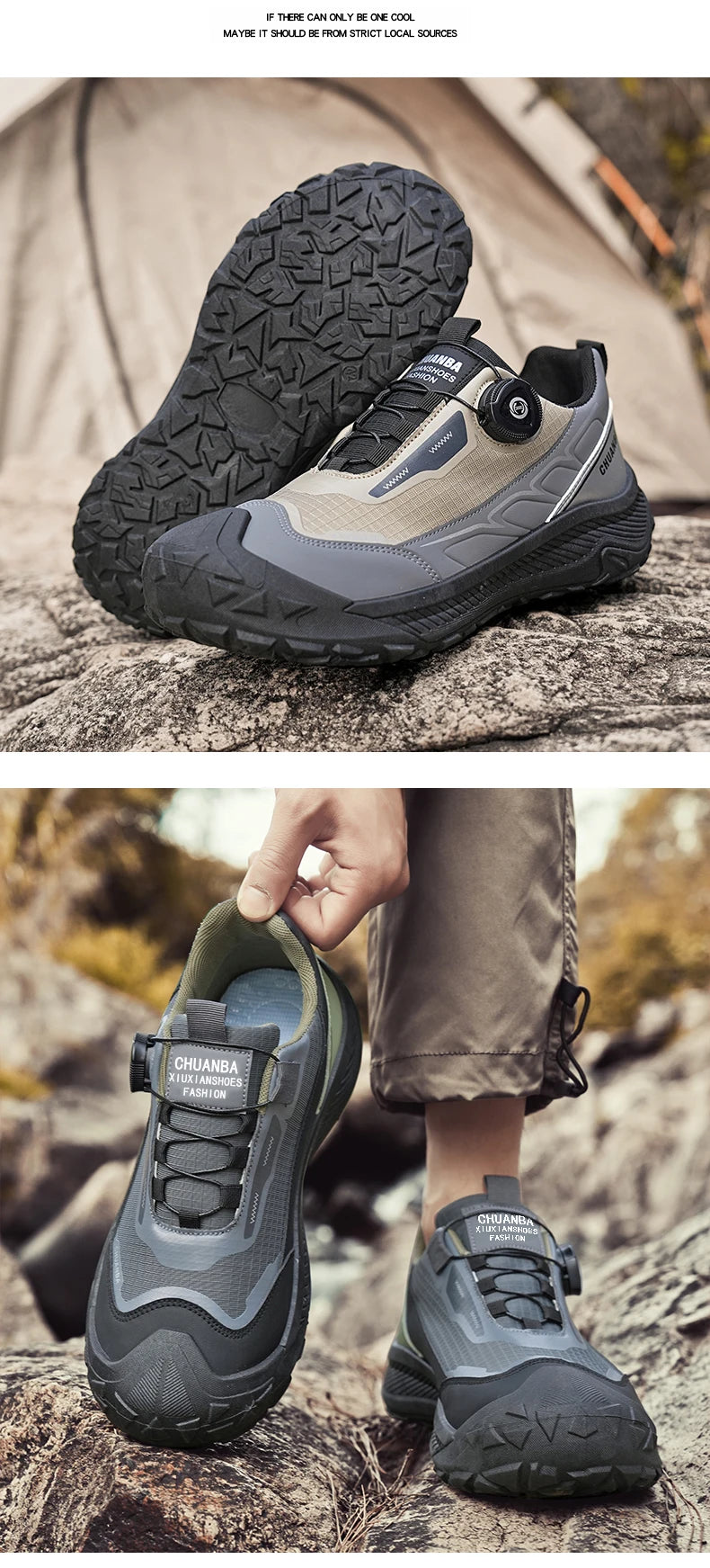 Sneakers da trekking da uomo con fibbia girevole, scarpe da escursionismo con suola spessa per attività all’aperto, scarpe sportive da uomo, comode e antiscivolo, ideali per arrampicata e passeggiate