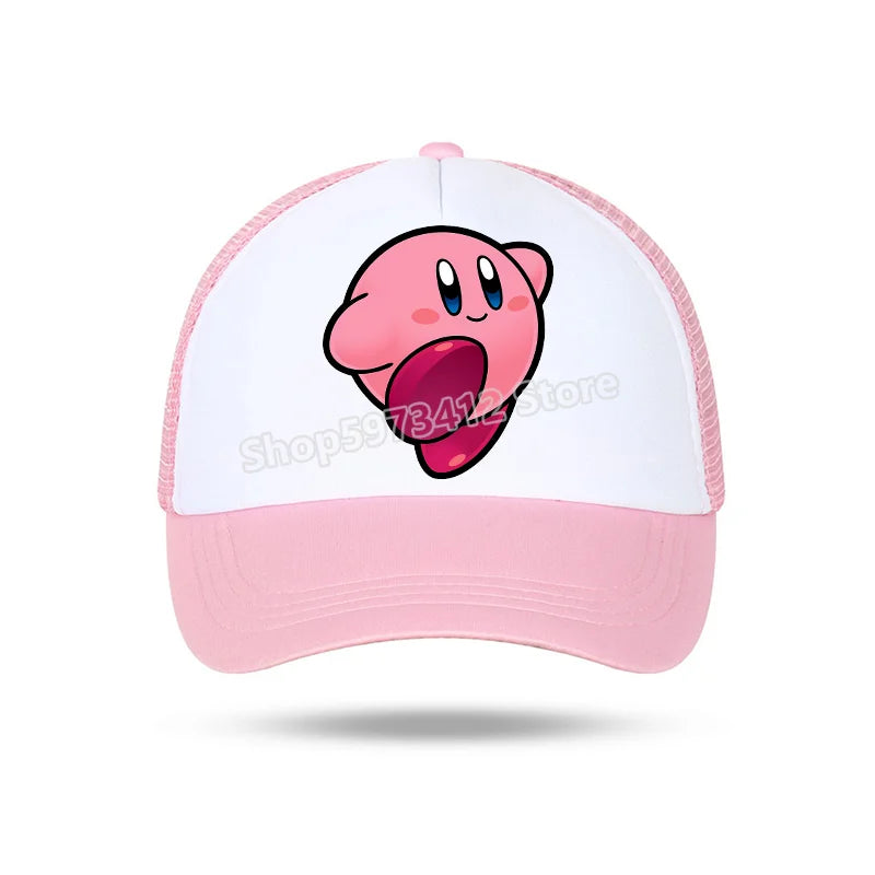 Kirby Summer Baseball Polyester Hats Universal Casual Cap Truck Driver Cartoon Peripheral Items Adult Adjustable Children Action