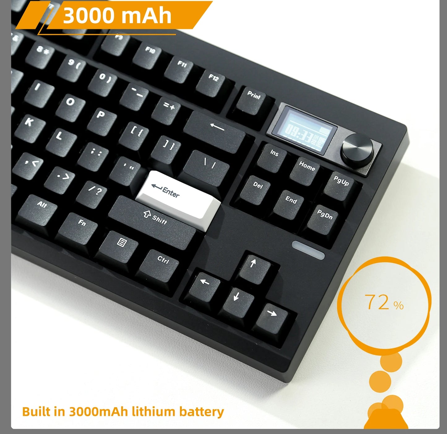 GMK87 Wireless Hot-Swappable Mechanical Keyboard Bluetooth/2.4g With Display Screen and Volume Rotary Button for Games and Work