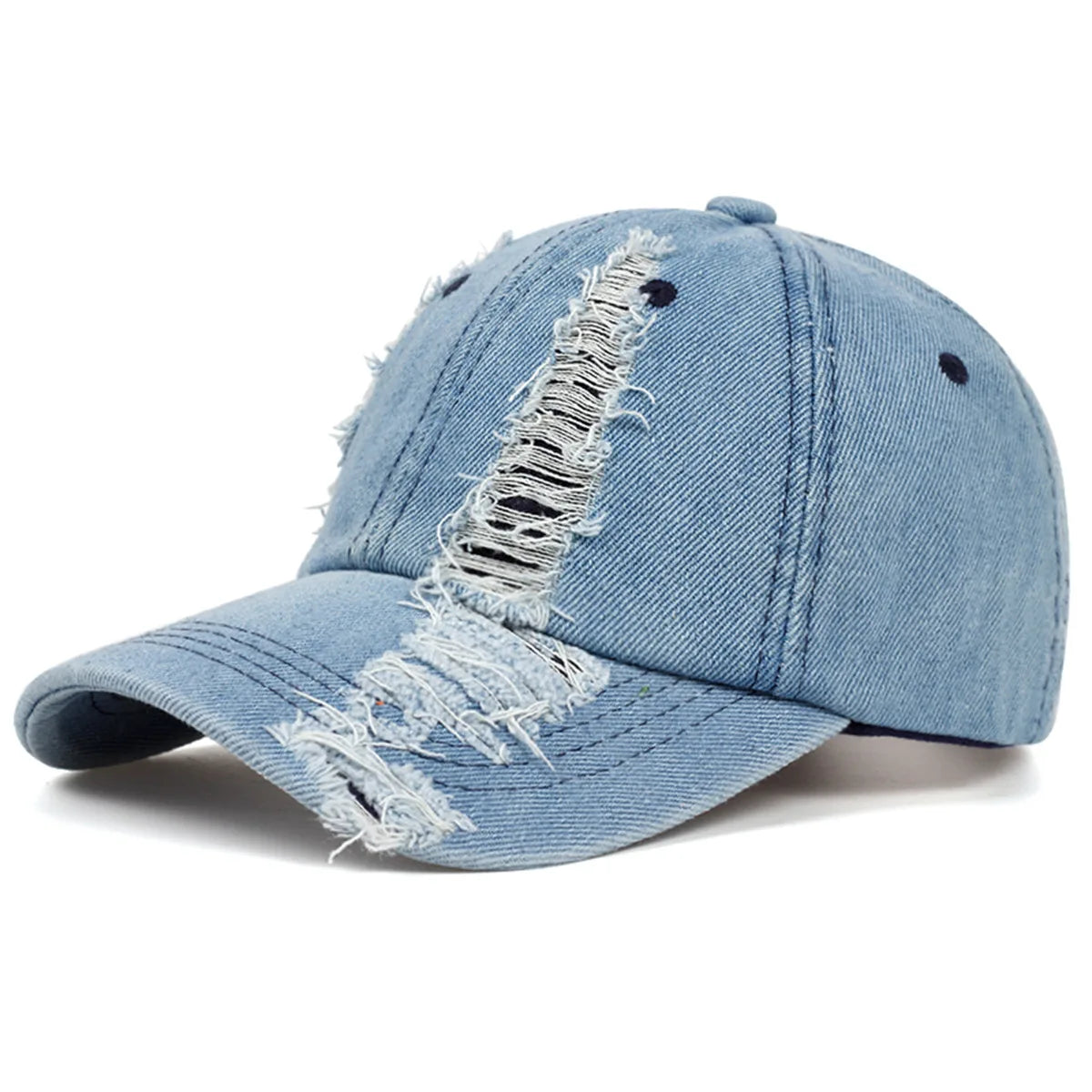 Celebrity-Inspired Niche Rabbit Ear Denim Ripped Baseball Cap Washed Graffiti Hip-Hop Sun Hat Trendy Cap