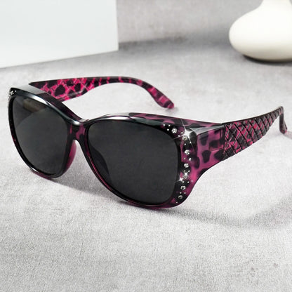 Rhinestone Fit Over Glasses Sunglasses Fashion Sun Glasses Fit Over GlitteringOversized Leopard Square Glasses