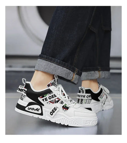 Zapatillas de hombre tipo skate para verano, en cuero, informales y de moda, para exterior, running, deporte, senderismo y tenis, con plataforma, diseño de lujo