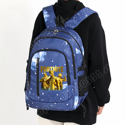 Mochila Fortnite Céu Estrelado de Grande Capacidade, Impermeável, com Compartimento para Portátil e Estampado de Personagem do Jogo, para Estudantes, Rapazes e Raparigas, Regresso às Aulas