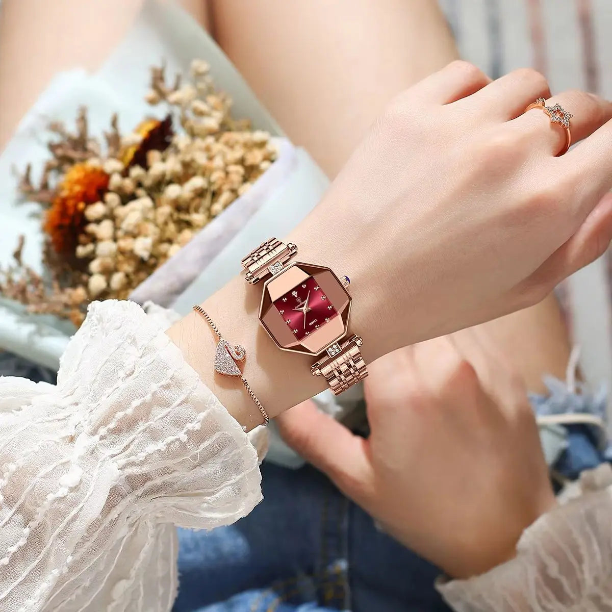 POEDAGAR Luxury Brand Women Watch Stainless Stain Waterproof Quartz Watches For Woman Fashion Simple Rose Gold Ladies Watch Gift