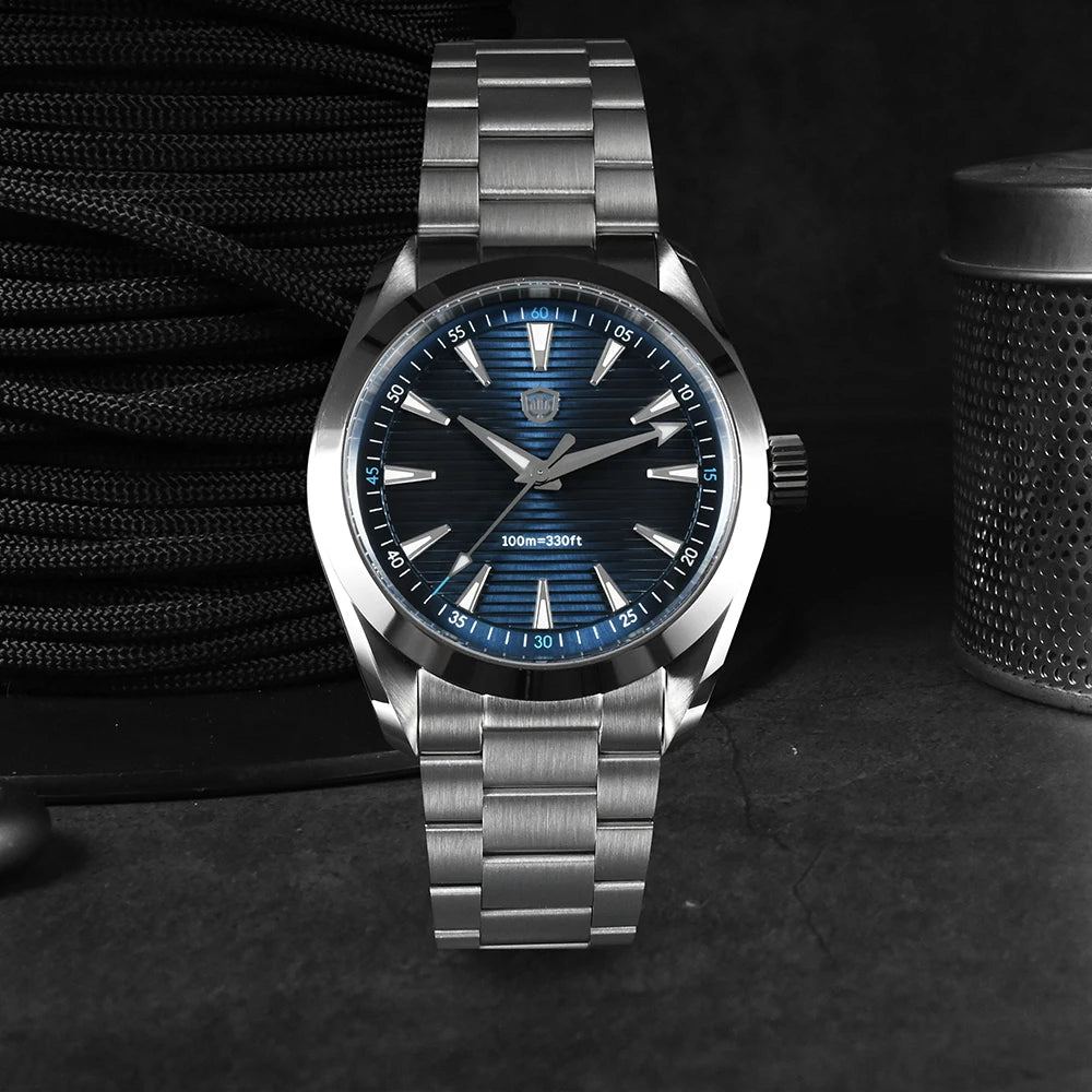 Watchdives WD0006 -kello, VH31-koneisto sujuvalla sekuntiviisarilla, kaareva safiirilasi, BGW9-heijastava pinnoite, vesitiivis 10 baariin asti, 38 mm, vintage-tyyli