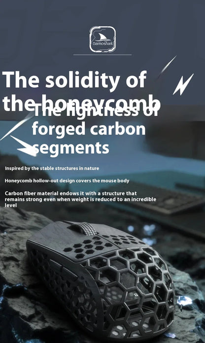Darmoshark M5 Air Forged Carbon Fiber Gaming Mouse Wireless 8K Macro Mouse 30KDPI Finger Grip Small Hand Mice 30g Lightweight