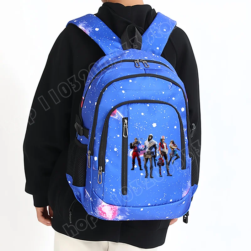 Mochila Fortnite Céu Estrelado de Grande Capacidade, Impermeável, com Compartimento para Portátil e Estampado de Personagem do Jogo, para Estudantes, Rapazes e Raparigas, Regresso às Aulas
