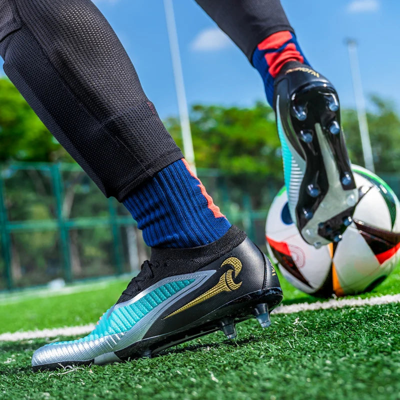 Nouvelles chaussures de football pour hommes, crampons longs antidérapants et respirants pour le sport en extérieur, idéales pour l'entraînement et les matchs, confortables pour adultes