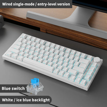 Tastiera meccanica cablata AJAZZ AK820 75%: hot‑swappable, retroilluminazione RGB/bianca/azzurro ghiaccio, controllo con manopola del volume | Per ufficio e gaming