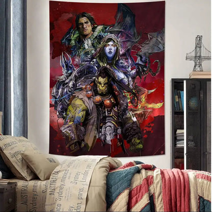 Μεγάλη επιτοίχια ταπισερί με εκτύπωση Hot Game World Of Warcraft, οικονομική χίπικη διακόσμηση τοίχου, μποέμ επιτοίχιες ταπισερί, μάνταλα για διακόσμηση σπιτιού