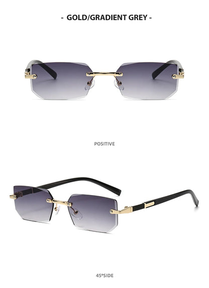 Trendy Rimless Sunglasses for Men Women Fashion Frameless Rectangle Sun Glasses Retro Shades Summer Traveling Eyewear UV400
