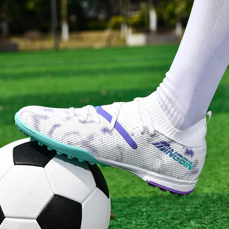 Turf Soccer Cleats Professional Men Football Boots Breathable Mesh Youth Soccer Shoes Anti Skid Male Sneakers Society Chuteira