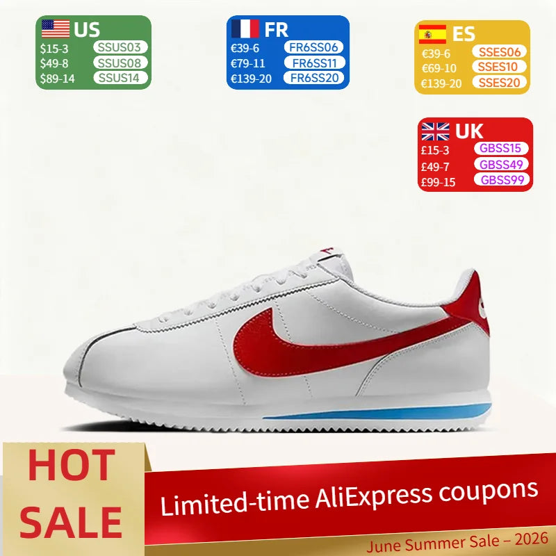 Nike Cortez: stijlvolle, minimalistische, zachte, veelzijdige, comfortabele en duurzame lage hardloopschoenen voor heren – wit DM4044-108