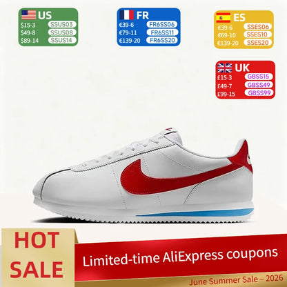 Nike Cortez: stijlvolle, minimalistische, zachte, veelzijdige, comfortabele en duurzame lage hardloopschoenen voor heren – wit DM4044-108