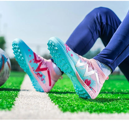 Chaussures de football TF pour adultes, semelle en caoutchouc résistante à l'usure pour terrain synthétique, chaussures de football légères en PU pour hommes, pour matchs sur gazon extérieur