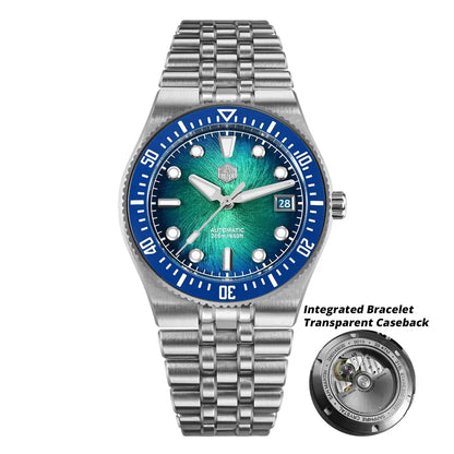 Relógio de mergulho de luxo para homem San Martin 40mm Miyota 9015, mostrador em esmalte sunburst, relógio de pulso mecânico automático, resistente à água 200m, SN0148