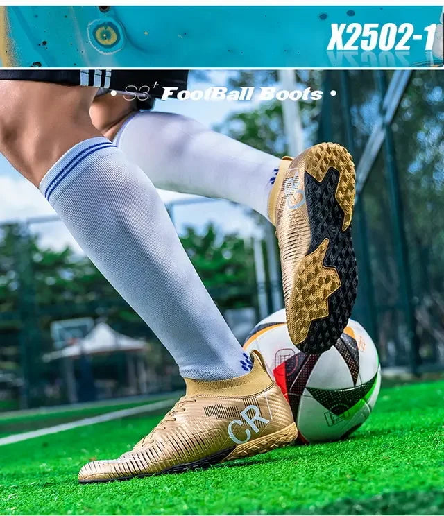 Kids Anti-Collision Toe Football Boots Lace-Up Closure Short Non-Slip Studs Wearproof Breathable Outdoor Grass Game Shoes