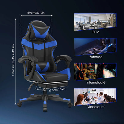 Ergonomic Gaming Chair with Massage Function, Height Adjustable Office Chair Computer Chair with Armrests Headrests, up to 150KG