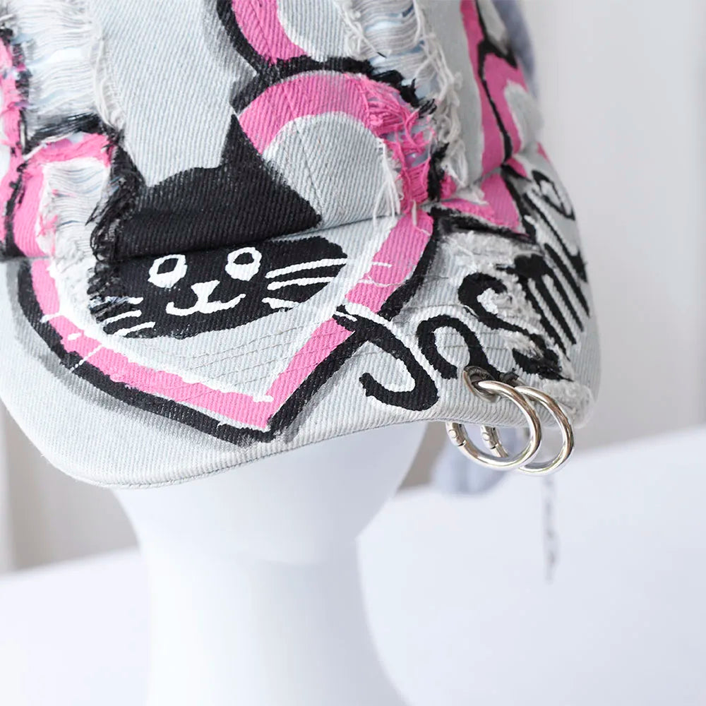 new fashion Girl New Jeans Long Rabbit Ears Cowboy Baseball Hat Wash Graffiti Hip Hop Cap Women Men Party Team Baseball Cap