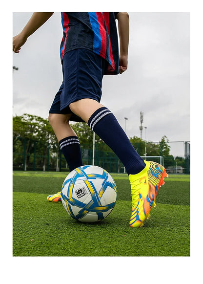 New Men’s Football Boots Outdoor Sneakers High-Quality Grass Cleats Soccer Shoes Boys Match Hot-Selling Non-Slip High-Top Light