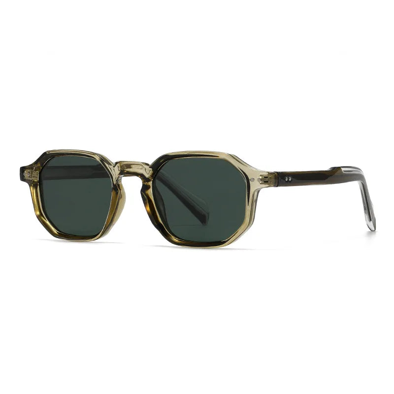 SHAUNA New Polygon Square Men Polarized Sunglasses Retro Rivets Women Blue Green Shades UV400