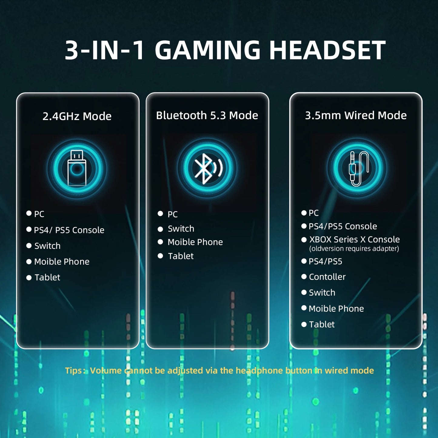 ATTACK SHARK L80PRO Auscultadores Gaming 3 em 1 – Auscultadores Bluetooth sem fios de baixa latência com microfone duplo, som Hi-Fi 40mm e ligação estável para gaming