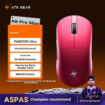 ATK A9 Ultra kabellose Gaming-Maus, Tri-Mode, 8K, 53g, leicht, A9/A9 SE/A9 Plus/A9 Pro Gaming-Maus, E-Sports-PC, personalisiertes Geschenk