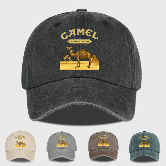 Vintage “Camel” Desert Scene Print Washed Baseball Cap - Adjustable Unisex Vintage Cap for Outdoor Hiking and Mountaineering