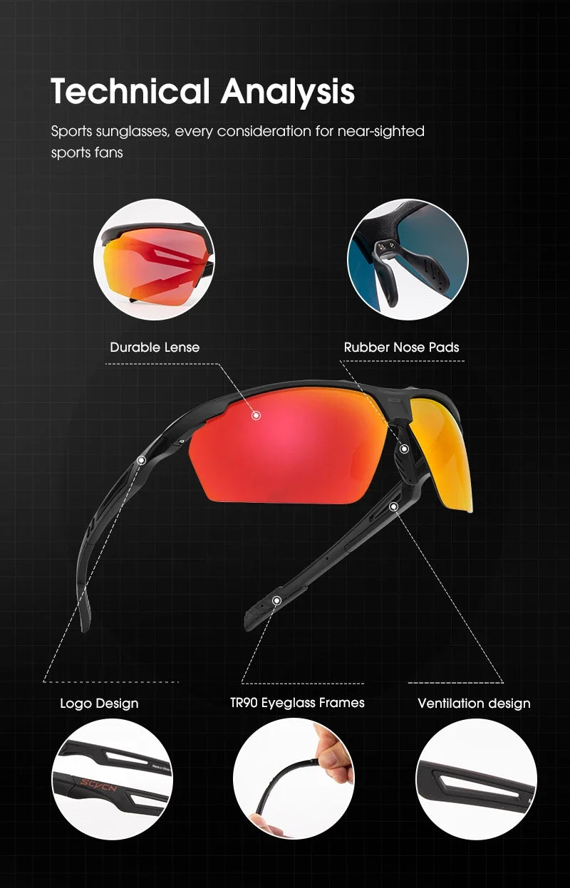 SCVCN-Polarized Cycling Glasses Running Sunglasses UV Protection Bicycle Sports MTB Road Bike Eyewear for Women Cycle Goggles