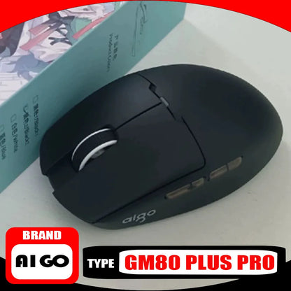 Mouse wireless Bluetooth Aigo GM80 PLUS PRO PAW3311/PAW3395 leggero 1000HZ cablato a tre modalità per gaming ed e-sport, regalo