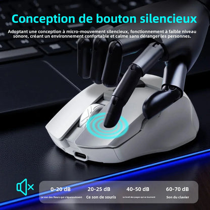 Rato Bluetooth Sem Fios com Indicador Digital de Bateria, Rato Ergonómico Silencioso para PC, Portátil e Gaming, 2.4G/Bluetooth 5.0