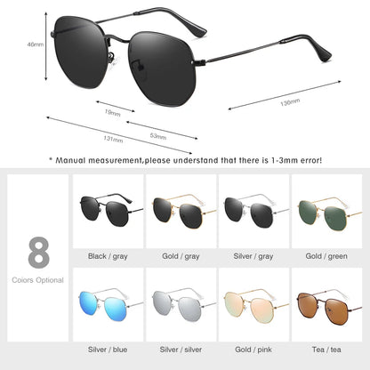 LM New Fashion Women Hexagon Sunglasses Men Retro Polarized Driving Coating Mirror Sun Glasses Goggle UV400 Eyewear gafas de sol