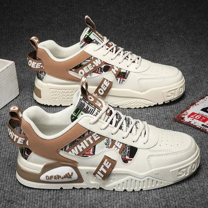 Zapatillas de hombre tipo skate para verano, en cuero, informales y de moda, para exterior, running, deporte, senderismo y tenis, con plataforma, diseño de lujo