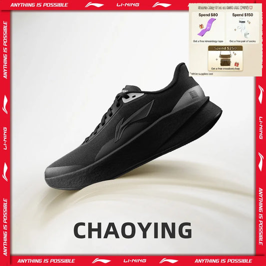 Li-Ning Men's CHAOYING Cushion Running Shoes BOOM Lightweight Springy TEMPO BOUNCE Soft Li-Ning Comfortable Sneakers ARBW007