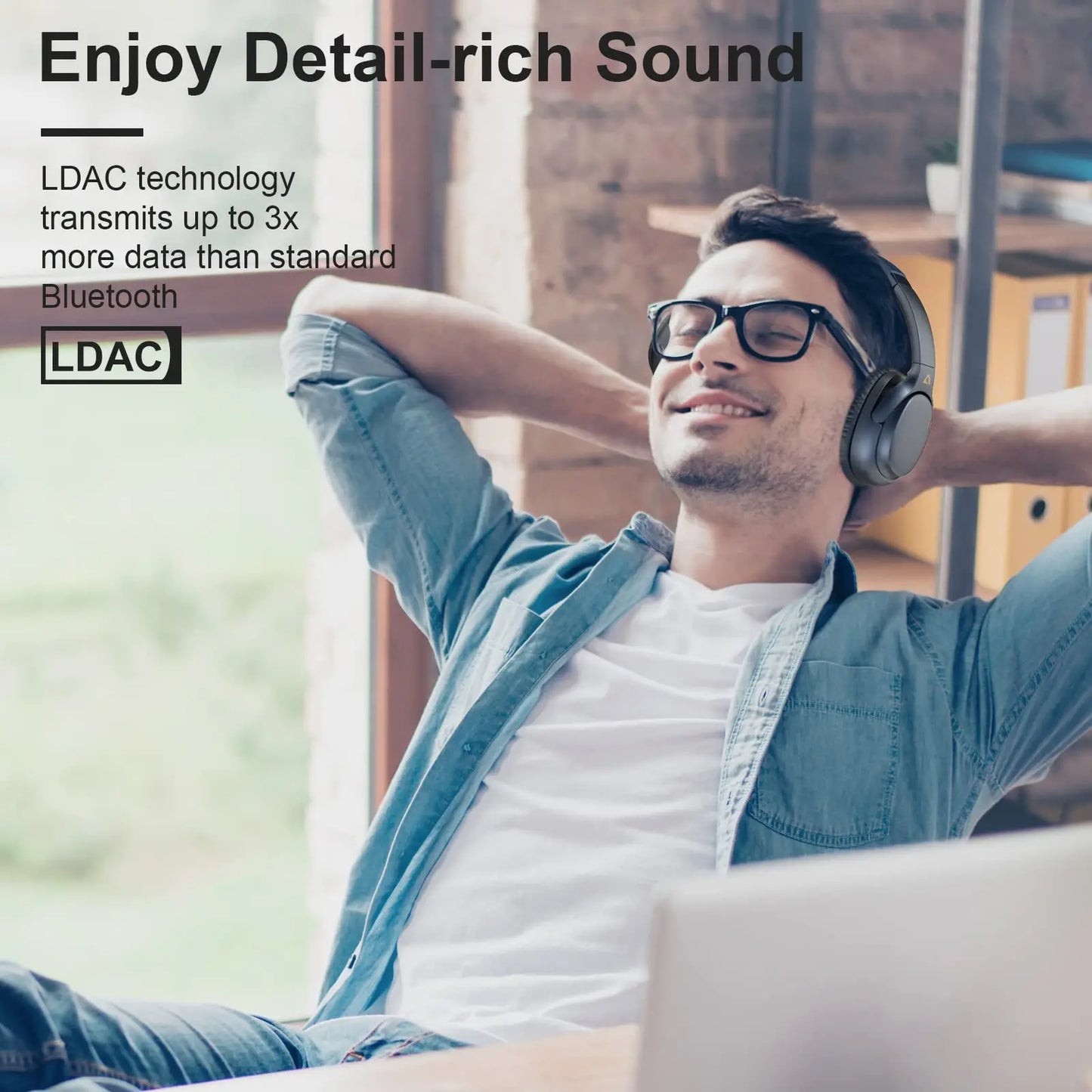 1Mii E700 Wireless Bluetooth Headphones LDAC Lossless Hi-Res Sound, ANC Active Noise Reduction, HIFI Stereo Gaming Headset, 65H