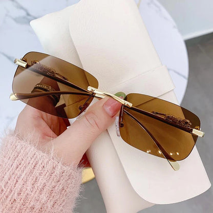 Cycling 12pcs Brand Leopard Rimless Rectangle Sunglasses Fashion Y2K Frameless Sun Glasses Shades for Women Men UV400