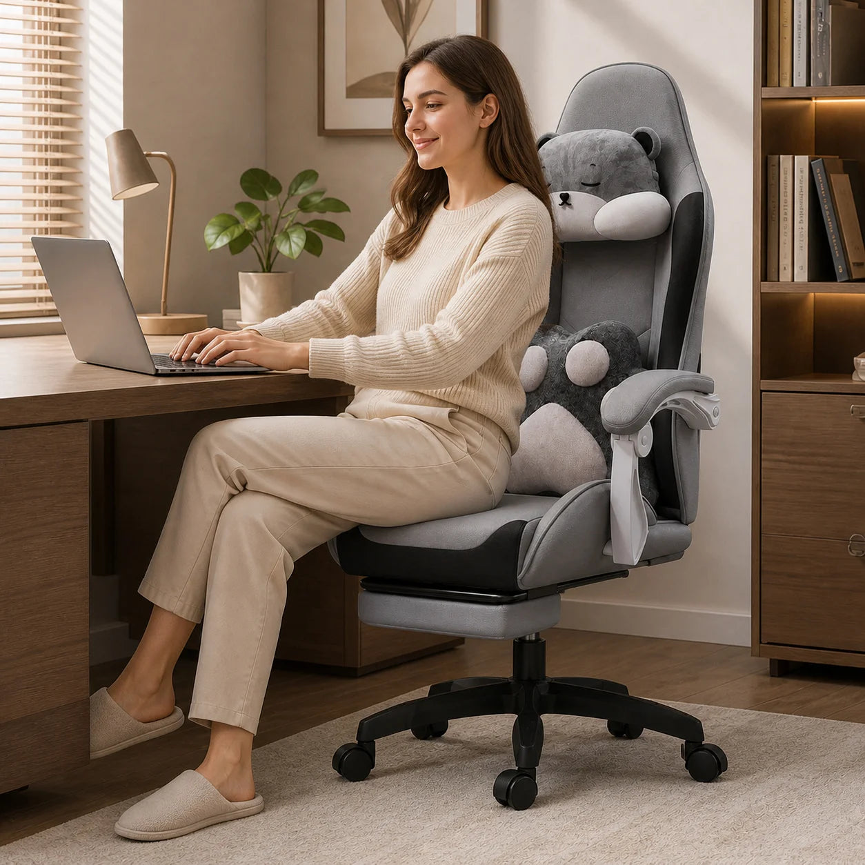 AOLIVIYA Gaming Chair Ergonomic Reclining Computer Chair with Footrest, Adjustable Swivel Gaming Chair for Streaming, Office & Long Sitting