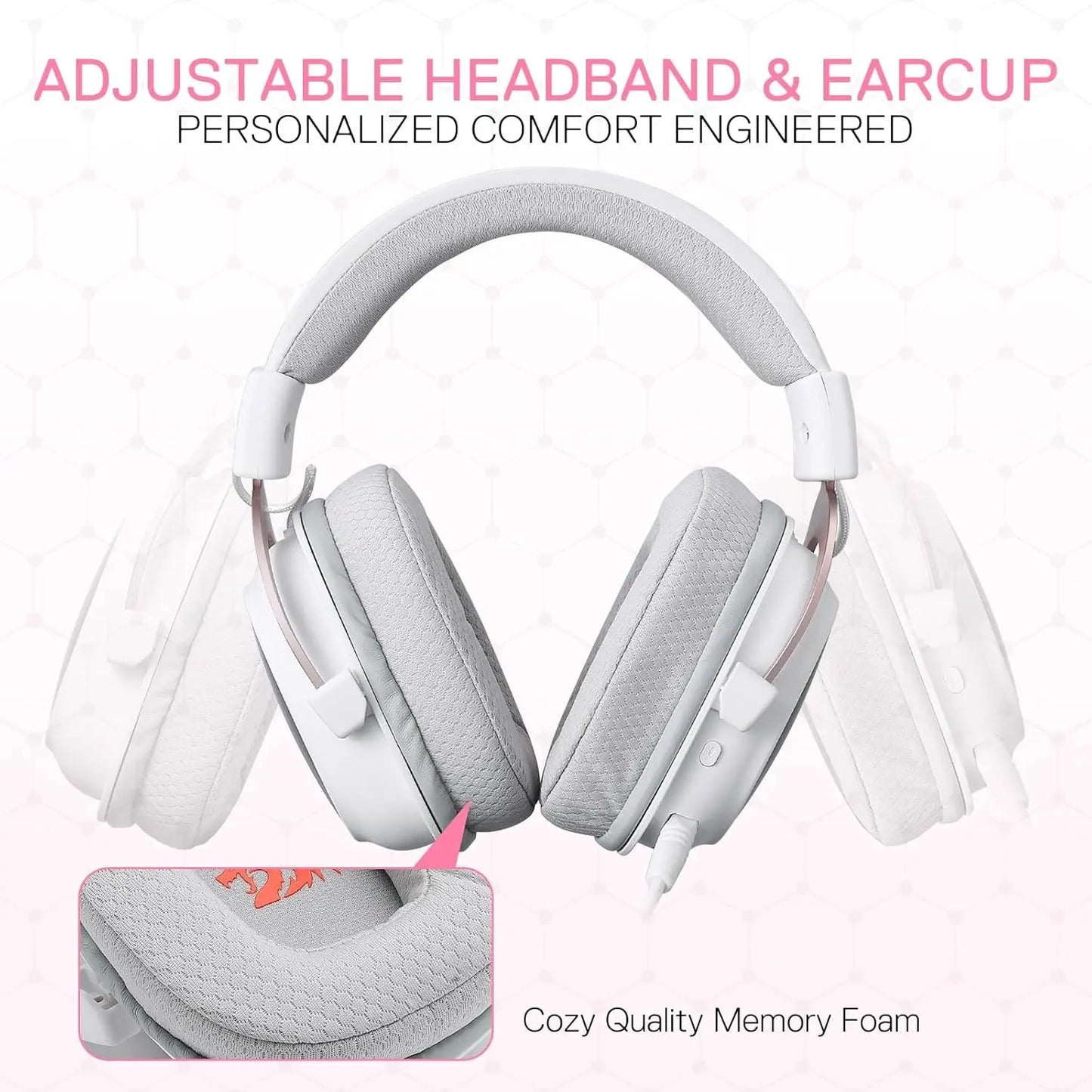 Redragon H510 PRO 3-Mode RGB Gaming 7.1 Surround Sound Headset, 53MM Audio Drivers in Memory Foam Ear Pads Headphone