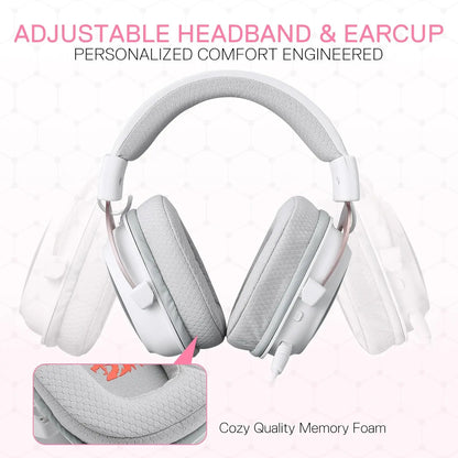 Redragon H510 PRO 3-Mode RGB Gaming 7.1 Surround Sound Headset, 53MM Audio Drivers in Memory Foam Ear Pads Headphone