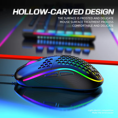 USB Wired Gaming Office Mouse Mechanical Mouse USB Illuminated Mouse 7200DPI Adjustable Optical Gaming Mouse for Desktop Laptop