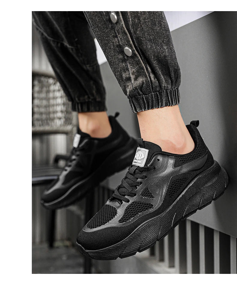 Fashion Platform Men's Running Shoes Trendy Casual Knit Breathable Orange Sneakers Men Outdoor Sports Non-slip Jogging Shoes Man