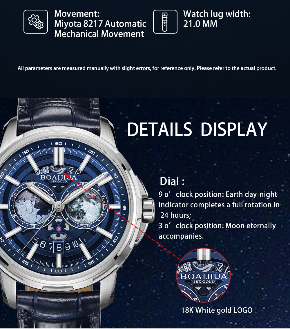 BORIAGE(BOAIJIUA) Fully Automatic Mechanical Men's Watch Original Design Mechanical Watches Waterproof Luminous Wristwatch