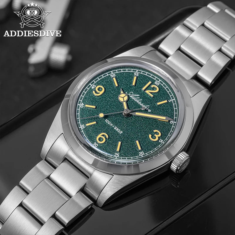 ADDIESDIVE 36mm Orologio da uomo in offerta AD2518, vetro bombato, acciaio inox 316L, impermeabile 100m, al quarzo