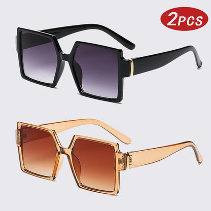 Cycling 1/2pcs Female Square Large Frame Sunglasses Women Retro Brand Big Frame Sun Glasses Black Fashion Gradient Eyeglasses
